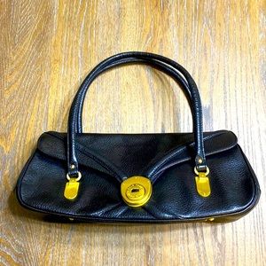Medium Black Leather Cole Haan Barrel/Baguette Shoulder Bag